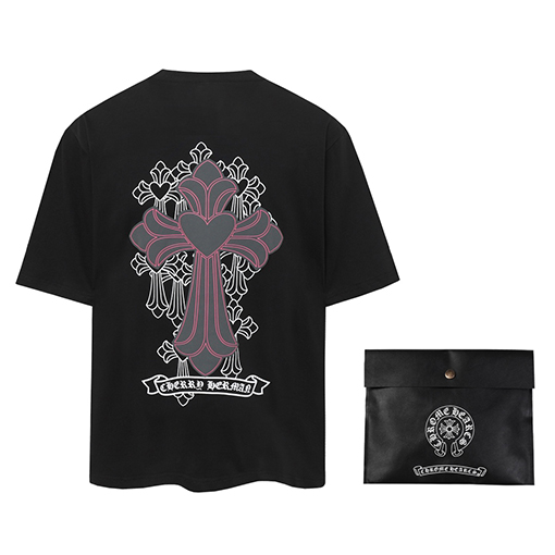 クロムハーツコピー  ファッションクロスプリント半袖Tシャツ