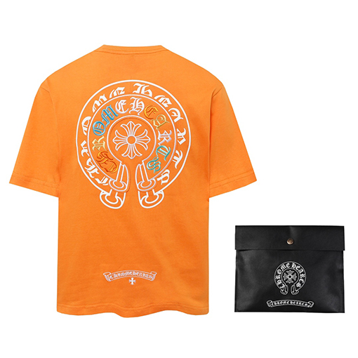 クロムハーツスーパーコピー 馬蹄サンスクリット色刺繍半袖Tシャツ