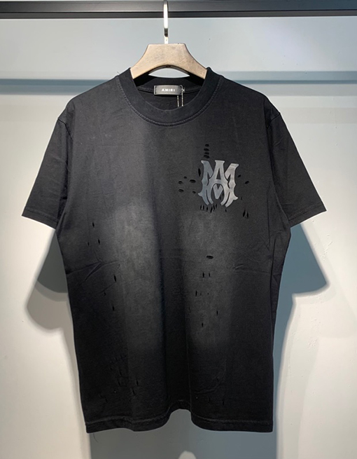 アミリ ウォッシュタイダイヴィンテージ加工ダメージショートスリーブTシャツ