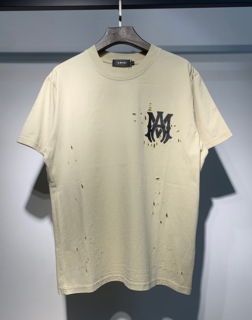 アミリ ウォッシュタイダイヴィンテージ加工ダメージショートスリーブTシャツ