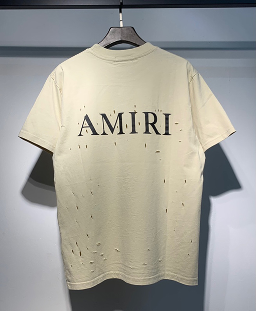 アミリ ウォッシュタイダイヴィンテージ加工ダメージショートスリーブTシャツ