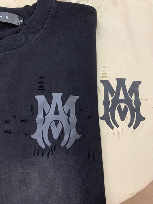 アミリ ウォッシュタイダイヴィンテージ加工ダメージショートスリーブTシャツ