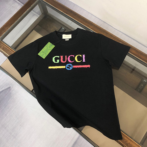 グッチ  カラーロゴパターンプリント半袖Tシャツ