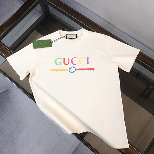 グッチ  カラーロゴパターンプリント半袖Tシャツ