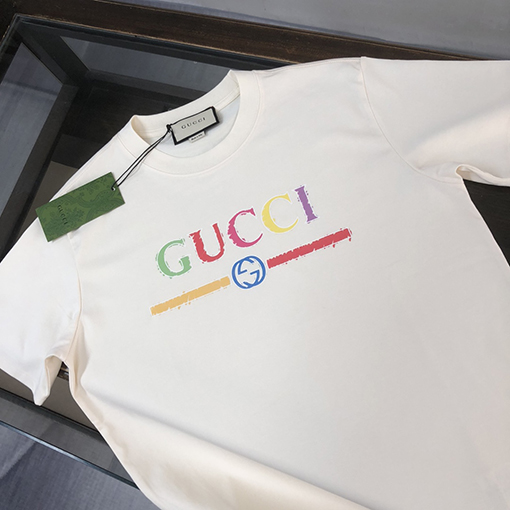 グッチ  カラーロゴパターンプリント半袖Tシャツ