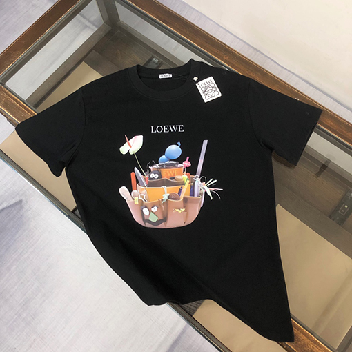 ロエベコピー ラウンドネックカップルファッション半袖Tシャツ