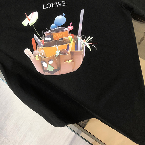 ロエベコピー ラウンドネックカップルファッション半袖Tシャツ