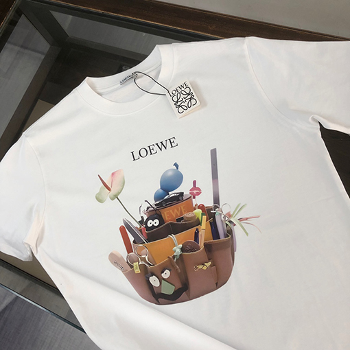 ロエベコピー ラウンドネックカップルファッション半袖Tシャツ