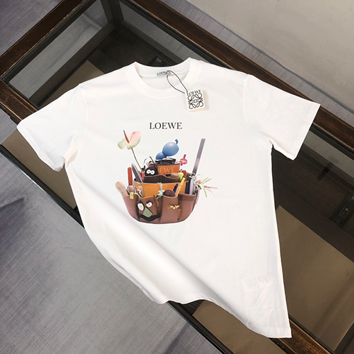 ロエベコピー ラウンドネックカップルファッション半袖Tシャツ