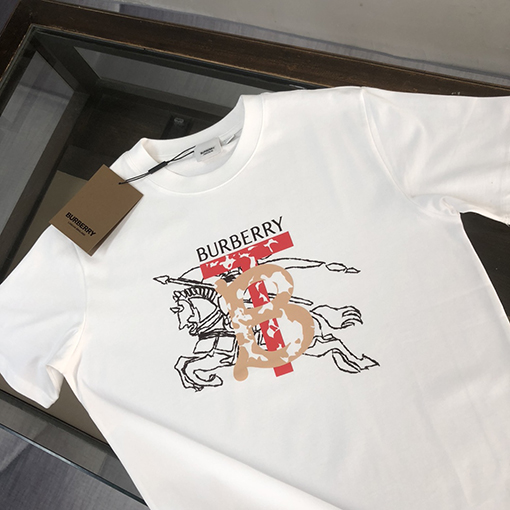 バーバリー ロゴ柄プリントコットン半袖Tシャツ