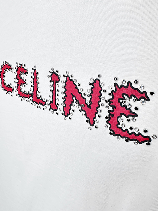 セリーヌ 半袖Tシャツスーパーコピー CELINE レッドロゴプリント シンプル