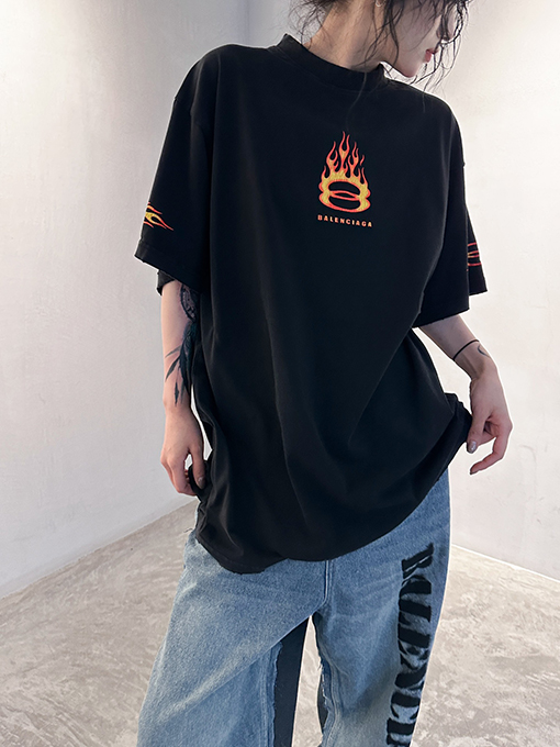 バレンシアガコピー  ダブルリング炎半袖新しいTシャツ