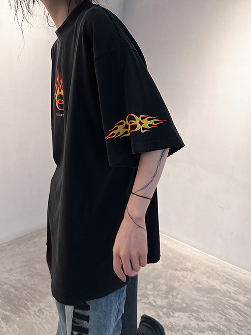バレンシアガコピー  ダブルリング炎半袖新しいTシャツ