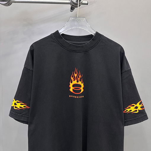 バレンシアガコピー  ダブルリング炎半袖新しいTシャツ