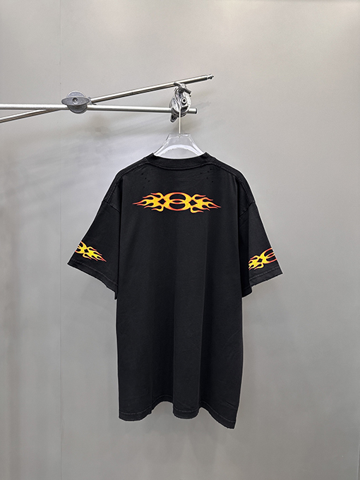 バレンシアガコピー  ダブルリング炎半袖新しいTシャツ