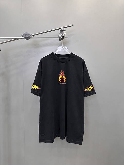 バレンシアガコピー  ダブルリング炎半袖新しいTシャツ