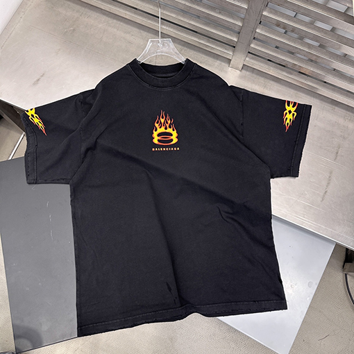 バレンシアガコピー  ダブルリング炎半袖新しいTシャツ