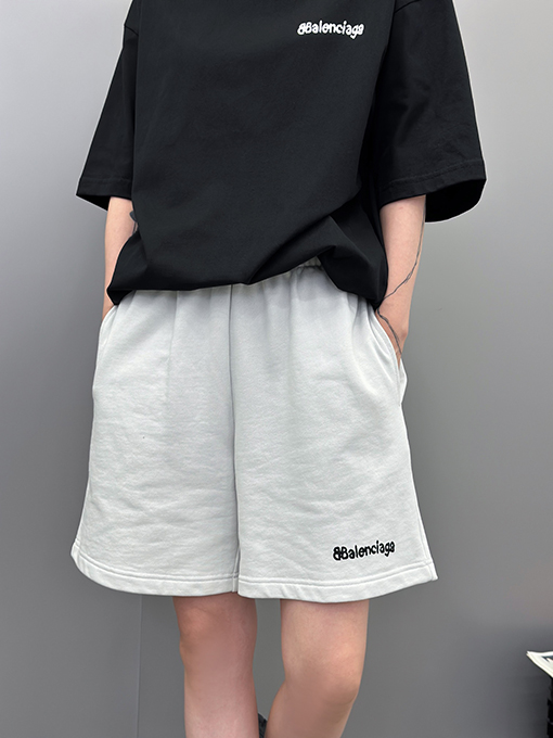 バレンシアガスーパーコピー  ストレッチドローコードパンツダブルBロゴ刺繍スポーツショーツ