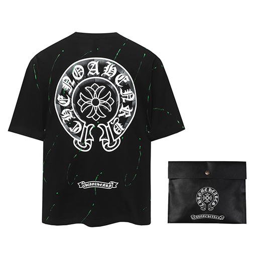 クロムハーツ カラーハンドペイント スプラッシュホースシュー クロス Tシャツ