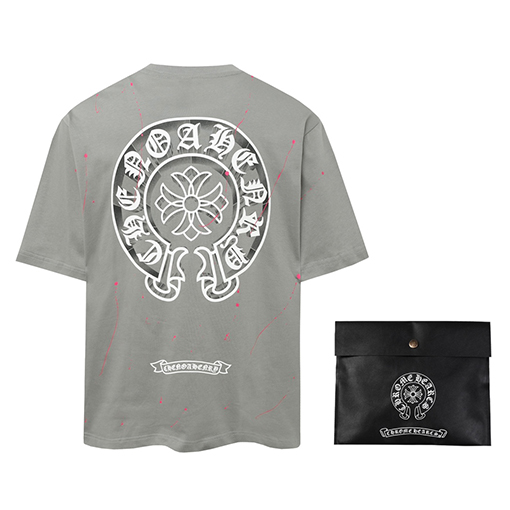 クロムハーツ カラーハンドペイント スプラッシュホースシュー クロス Tシャツ