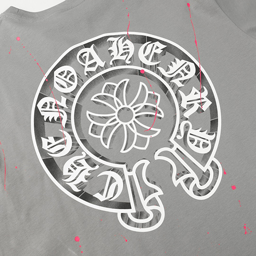 クロムハーツ カラーハンドペイント スプラッシュホースシュー クロス Tシャツ