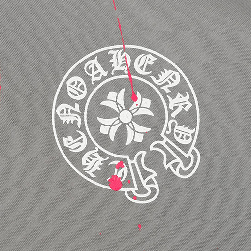 クロムハーツ カラーハンドペイント スプラッシュホースシュー クロス Tシャツ