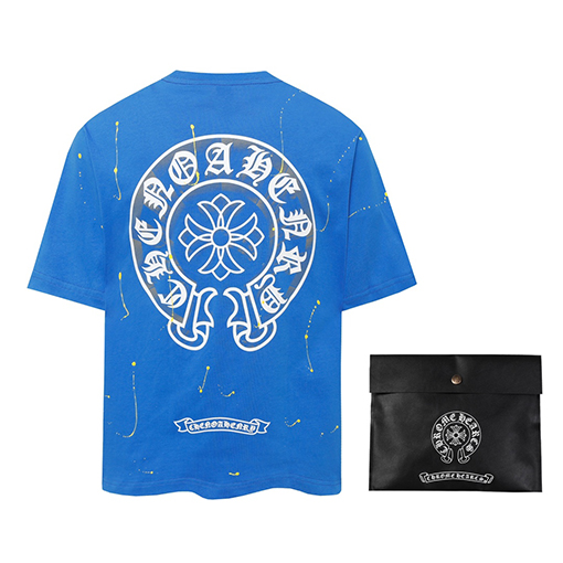クロムハーツ カラーハンドペイント スプラッシュホースシュー クロス Tシャツ