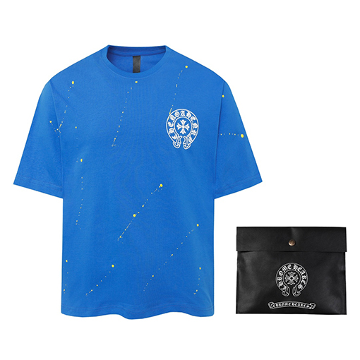 クロムハーツ カラーハンドペイント スプラッシュホースシュー クロス Tシャツ