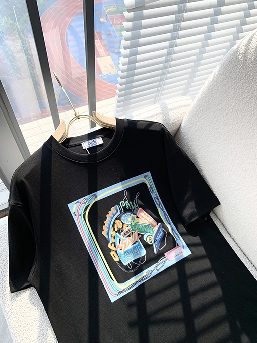 エルメスコピー ロゴプリントショートスリーブTシャツ