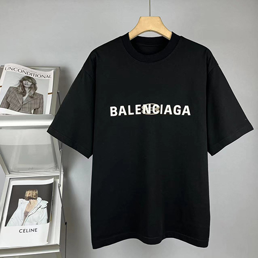 バレンシアガ ダブルリングロゴ刺繍半袖Tシャツ
