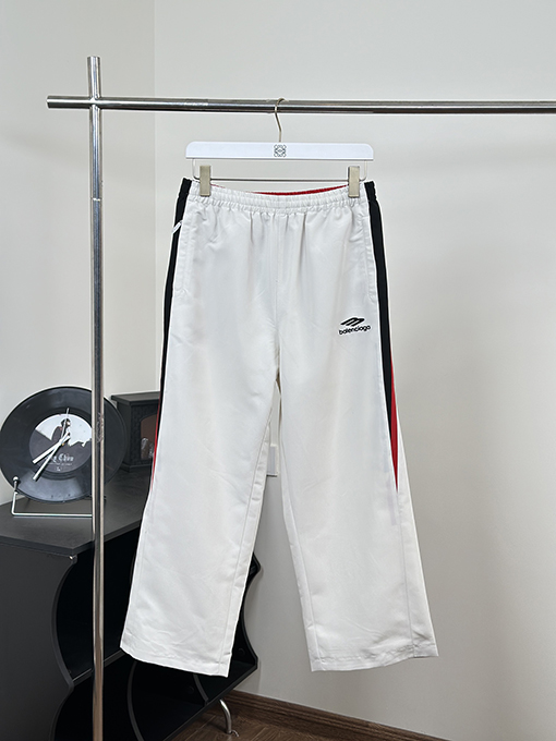 バレンシアガ 刺繍ロゴ衝突色ステッチレトロカジュアルスポーツパンツゆったりとしたモップパンツ