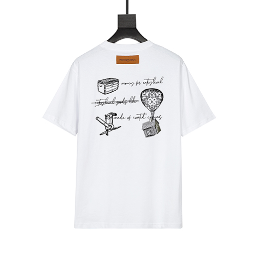 ルイヴィトンコピー ファッションクルーネックプリント半袖Tシャツ