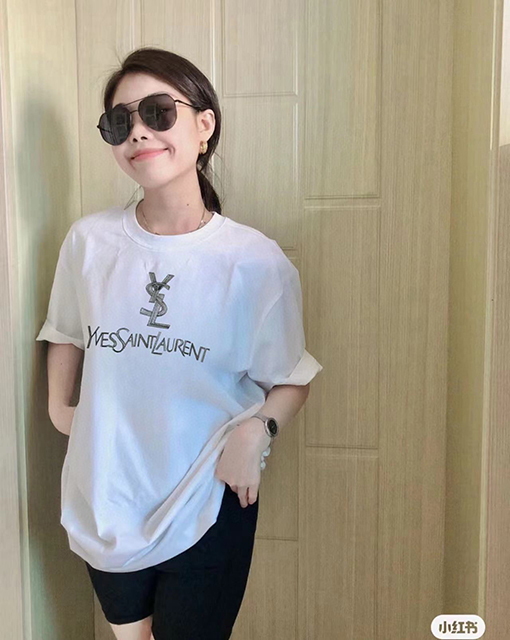 サンローランコピー クラシックプリントロゴアルファベット半袖Tシャツ
