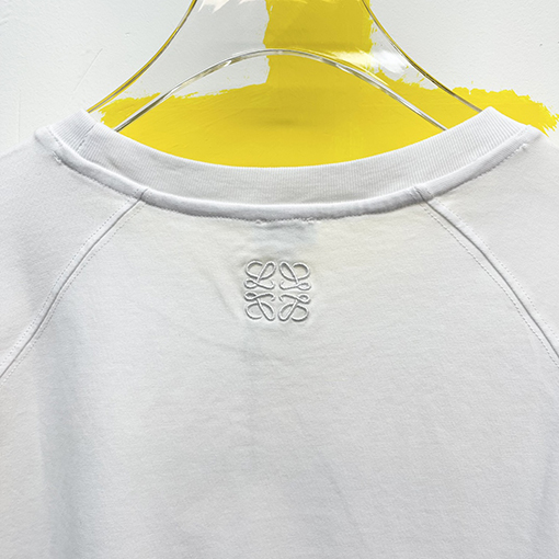 ロエベ 幾何学的なラインデザインルーズラウンドネック半袖Tシャツ