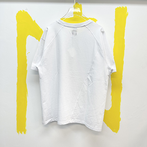 ロエベ 幾何学的なラインデザインルーズラウンドネック半袖Tシャツ
