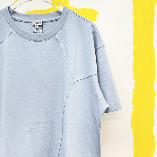 ロエベ 幾何学的なラインデザインルーズラウンドネック半袖Tシャツ