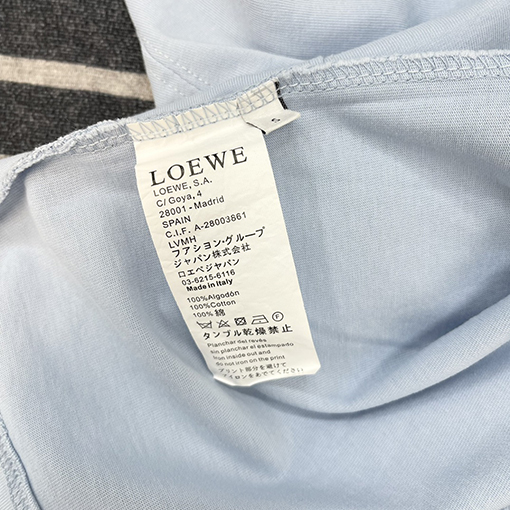 ロエベ  幾何学的なラインデザインルーズラウンドネック半袖Tシャツ