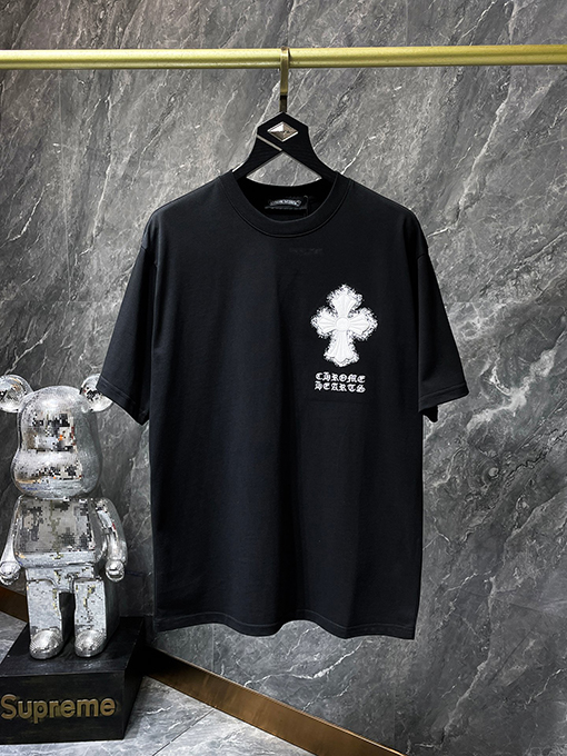 クロムハーツ刺繍サンスクリット 十字架ドローイング半袖Tシャツ
