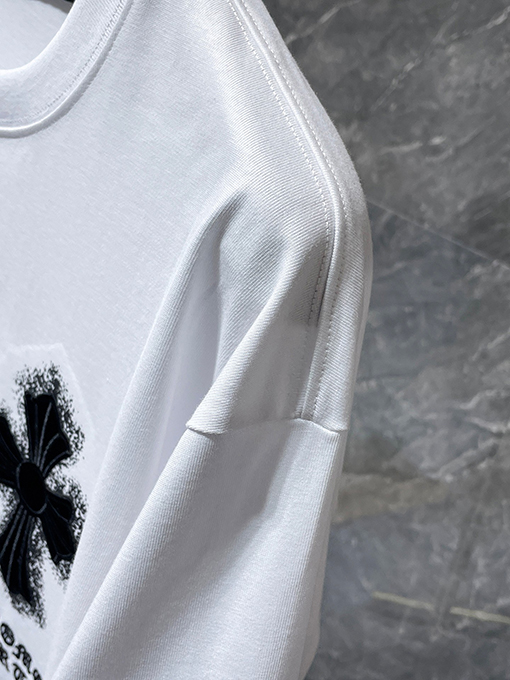 クロムハーツ刺繍サンスクリット 十字架ドローイング半袖Tシャツ