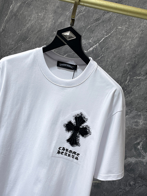 クロムハーツ刺繍サンスクリット 十字架ドローイング半袖Tシャツ
