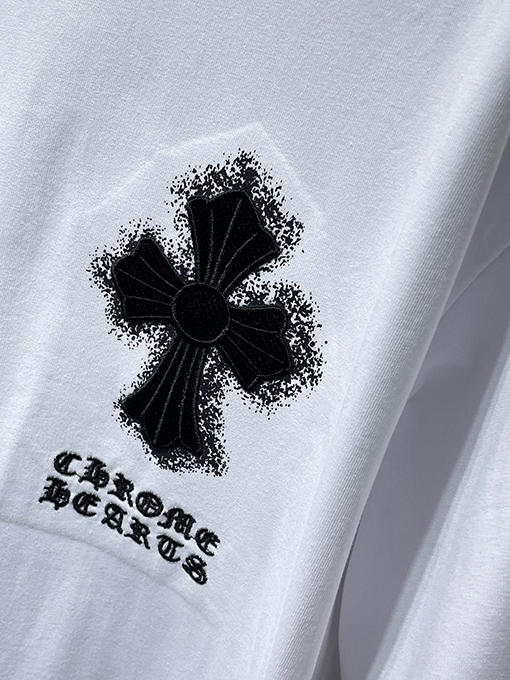クロムハーツ刺繍サンスクリット 十字架ドローイング半袖Tシャツ