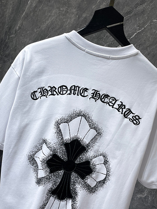 クロムハーツ刺繍サンスクリット 十字架ドローイング半袖Tシャツ