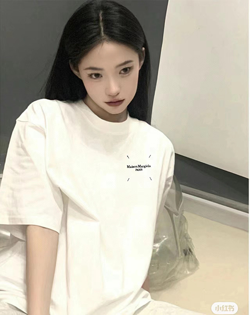マルタンマルジェラ  新しい四隅の後ろ がプリントされた半袖Tシャツ