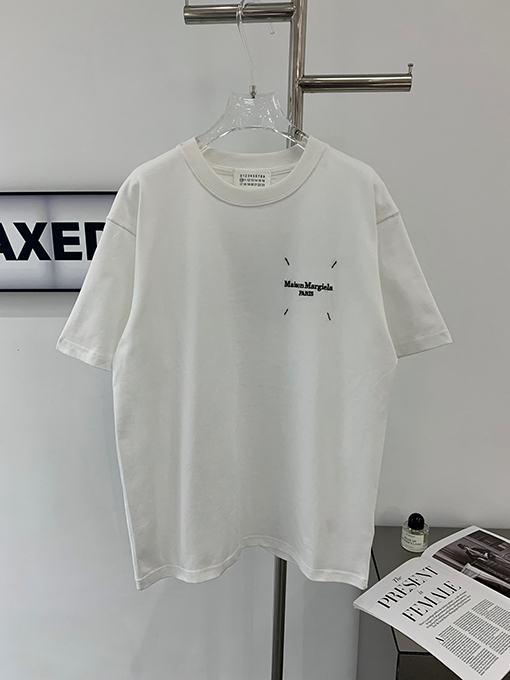 マルタンマルジェラ  新しい四隅の後ろ がプリントされた半袖Tシャツ