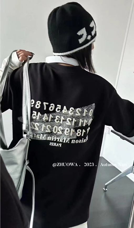 マルタンマルジェラ  新しい四隅の後ろ がプリントされた半袖Tシャツ