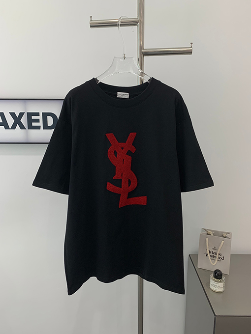 サンローランコピー ファッション立体クルーネック植毛タオル刺繍半袖Tシャツ