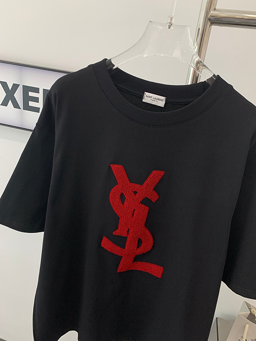 サンローランコピー ファッション立体クルーネック植毛タオル刺繍半袖Tシャツ