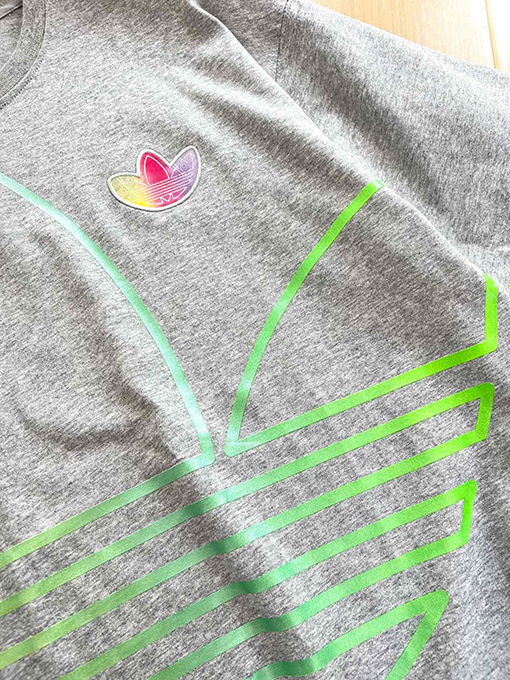 アディダス 偽の2枚のグラデーションパターンカップル半袖Tシャツ