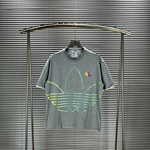 アディダス 偽の2枚のグラデーションパターンカップル半袖Tシャツ
