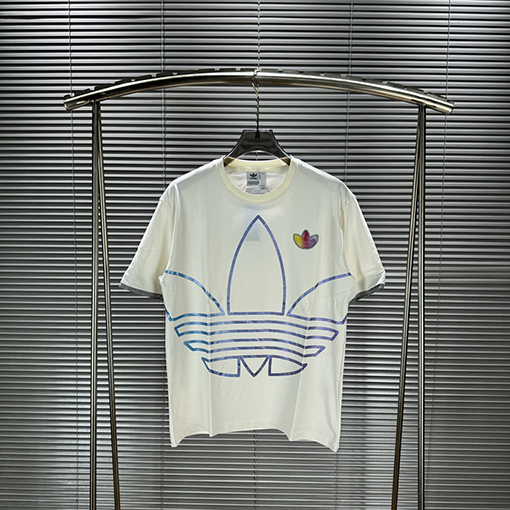 アディダス 偽の2枚のグラデーションパターンカップル半袖Tシャツ